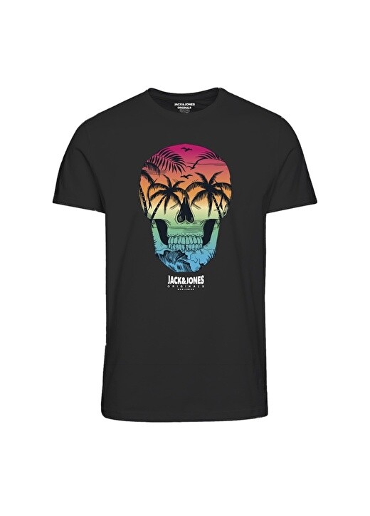 

Простая черная мужская футболка с круглым вырезом Jack & Jones, Черный