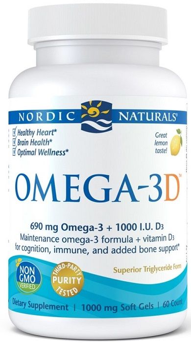 Nordic Naturals Omega D3 690 Mg Lemon Омега-3 жирные кислоты с витамином D3, 60 шт.