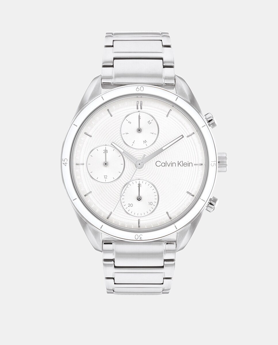 

Часы Момент 25200171 многофункциональные стальные женские Calvin Klein, серебро