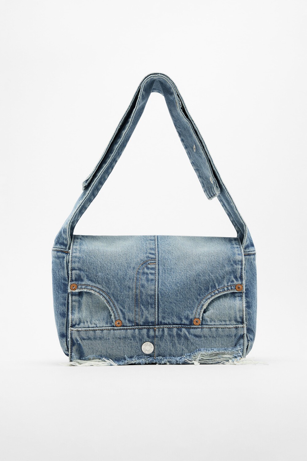 

Сумка из джинсовой ткани trf Zara, синий