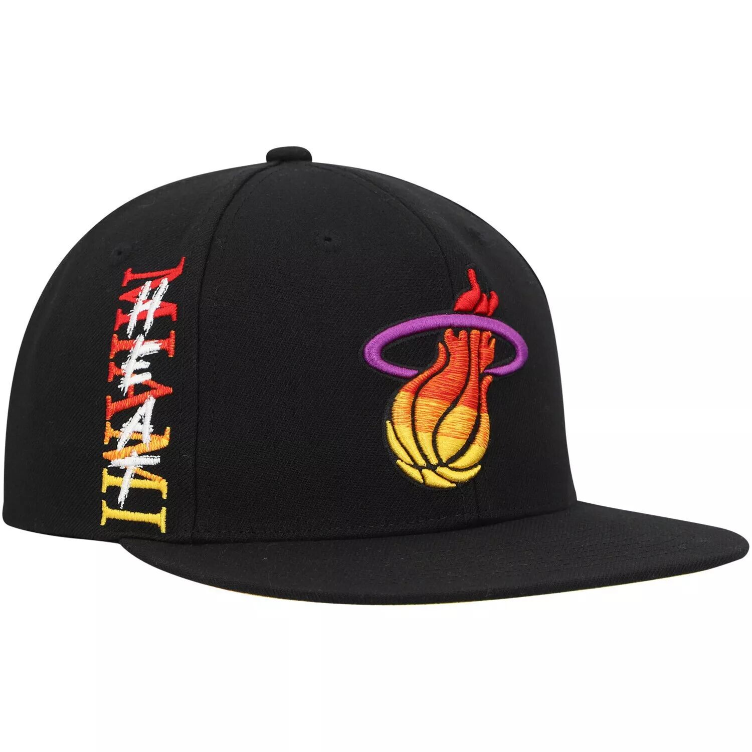 

Мужская кепка Mitchell & Ness Black Miami Heat Soul, высококачественная шляпа Snapback с выцветанием и УФ-защитой