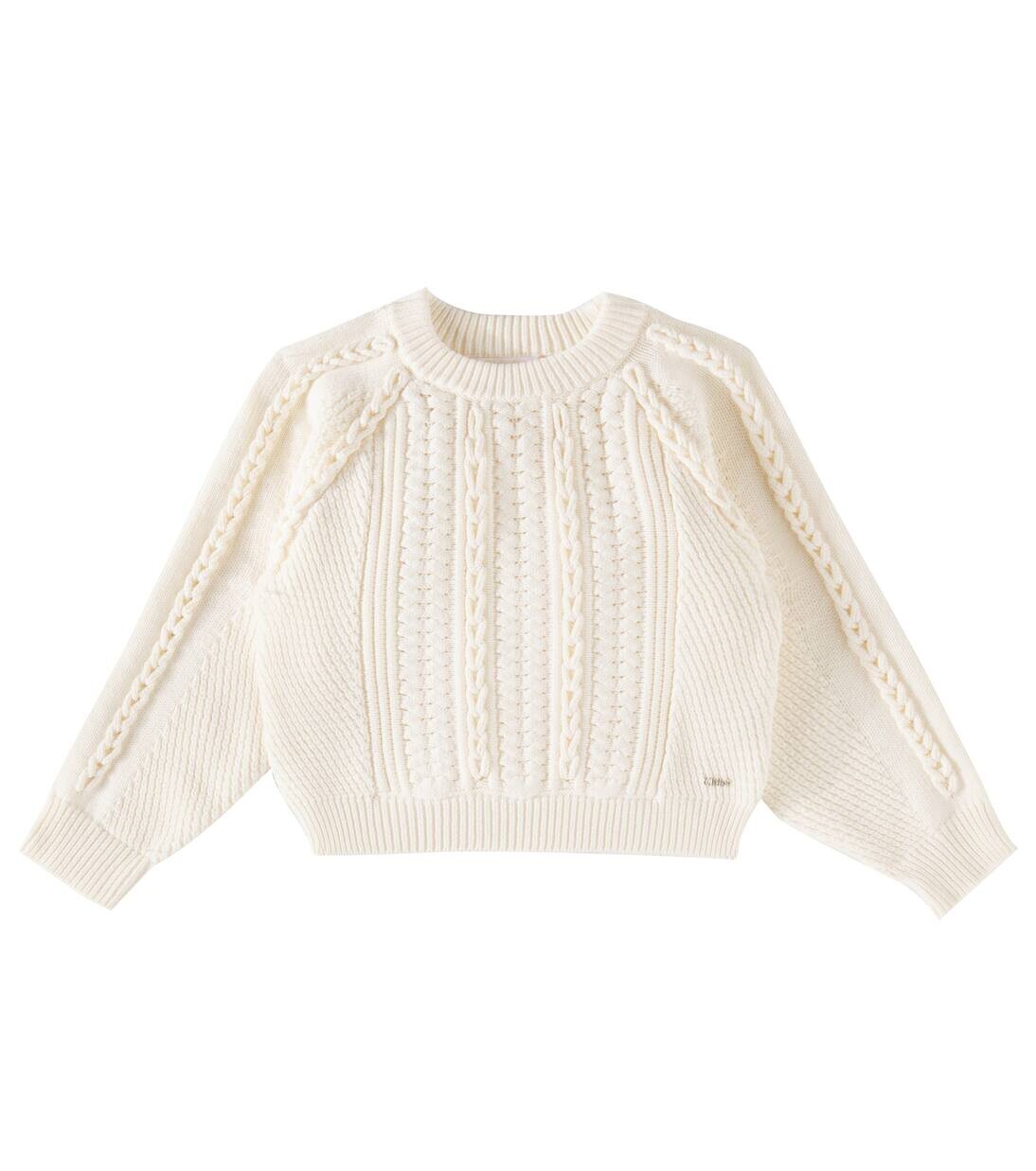 

Свитер из хлопка и шерсти Chloé Kids, слоновая кость
