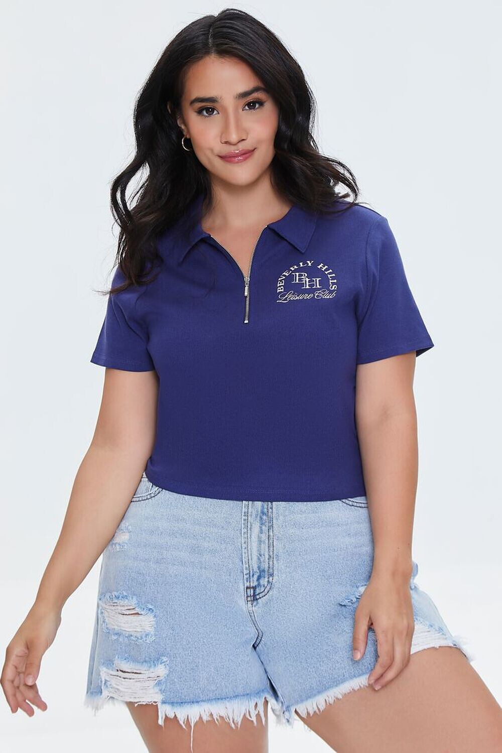 

Топ больших размеров с вышивкой Beverly Hills Forever 21, нави