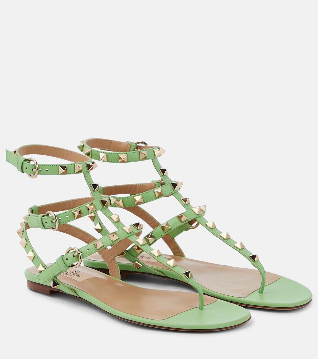 

Босоножки rockstud с кожаными ремешками Valentino Garavani, зеленый