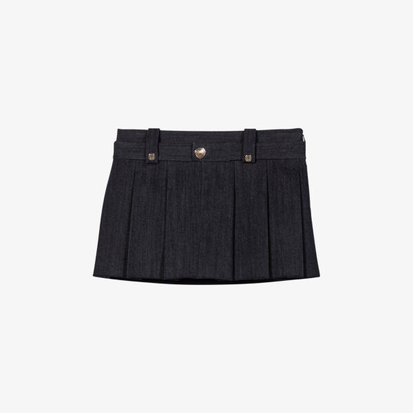 

Jinime мини-юбка из эластичного денима со складками Maje, цвет noir / gris