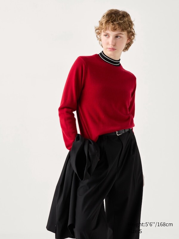 

Кашемировый джемпер с круглым вырезом Uniqlo, красный