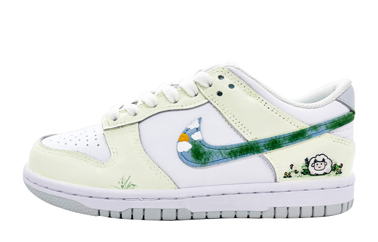 

Кроссовки Nike Dunk Skateboard Shoes Women's Low-Top Beige, White, Green, Yellow