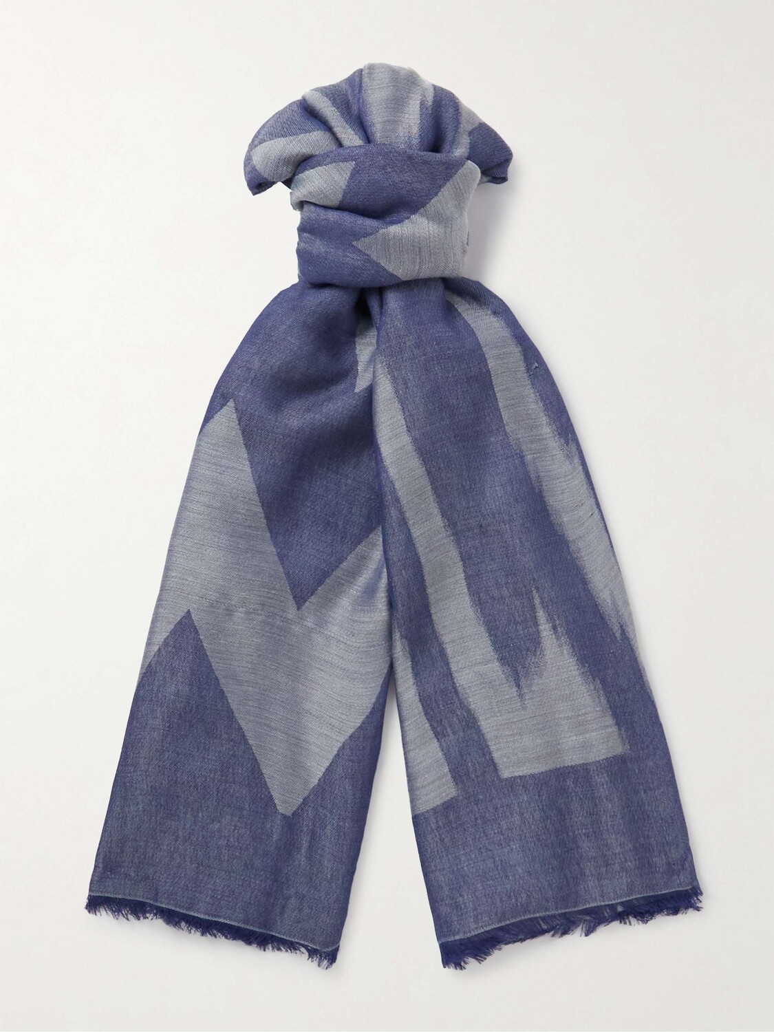 

Жаккардовый шарф с бахромой MISSONI, синий