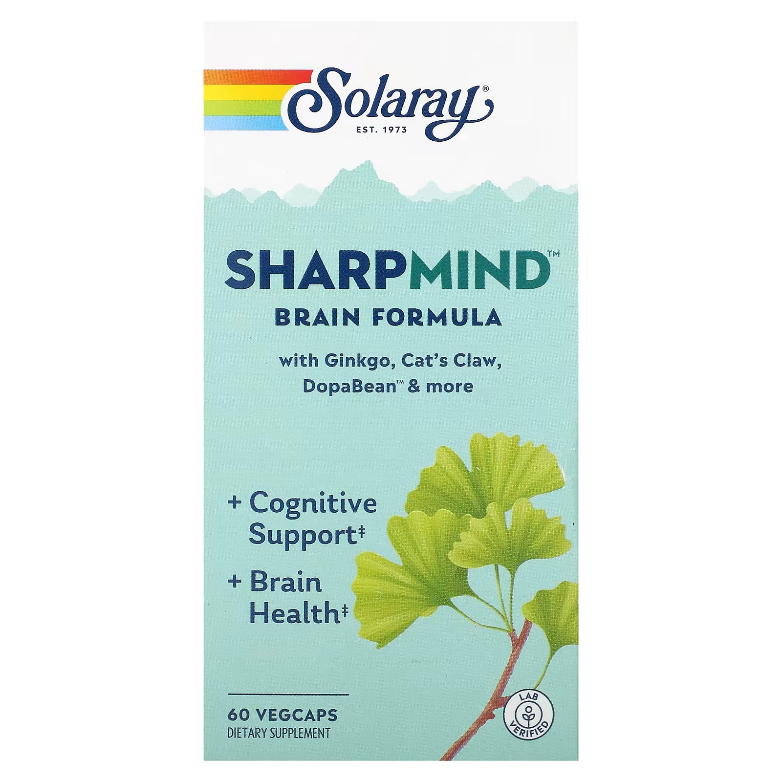 Формула Solaray SharpMind для мозга, 60 растительных капсул solaray sharpmind stress 30 растительных капсул