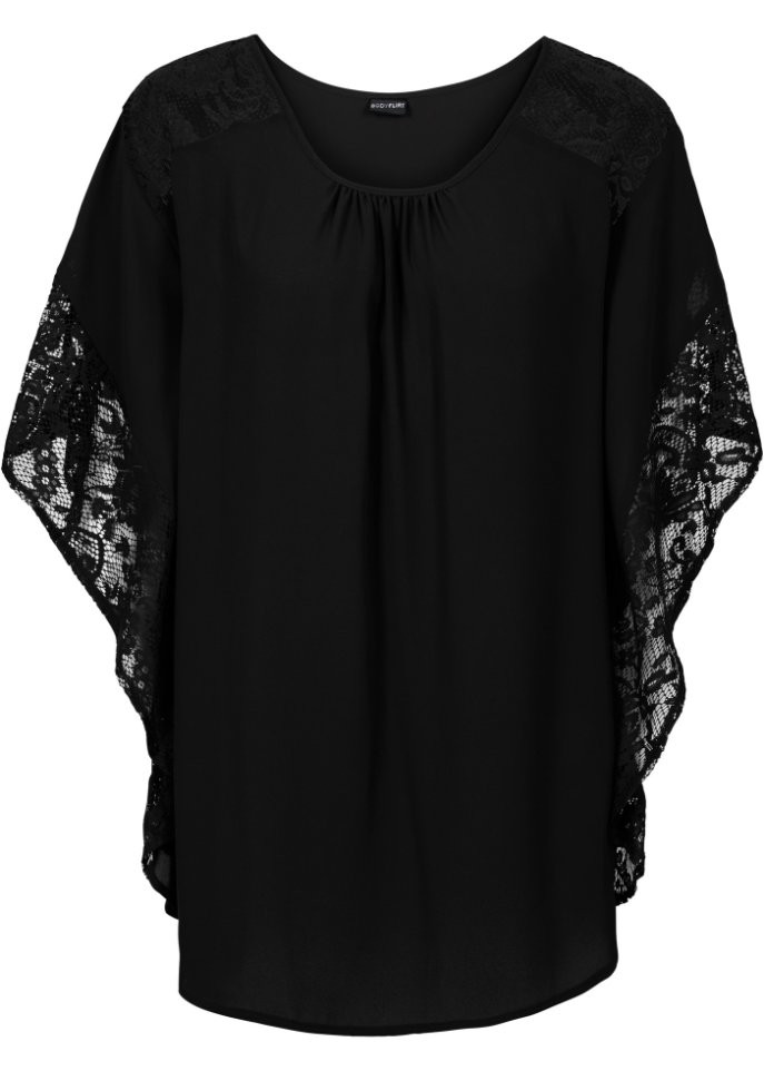 Блузка с кружевными деталями Bodyflirt, черный