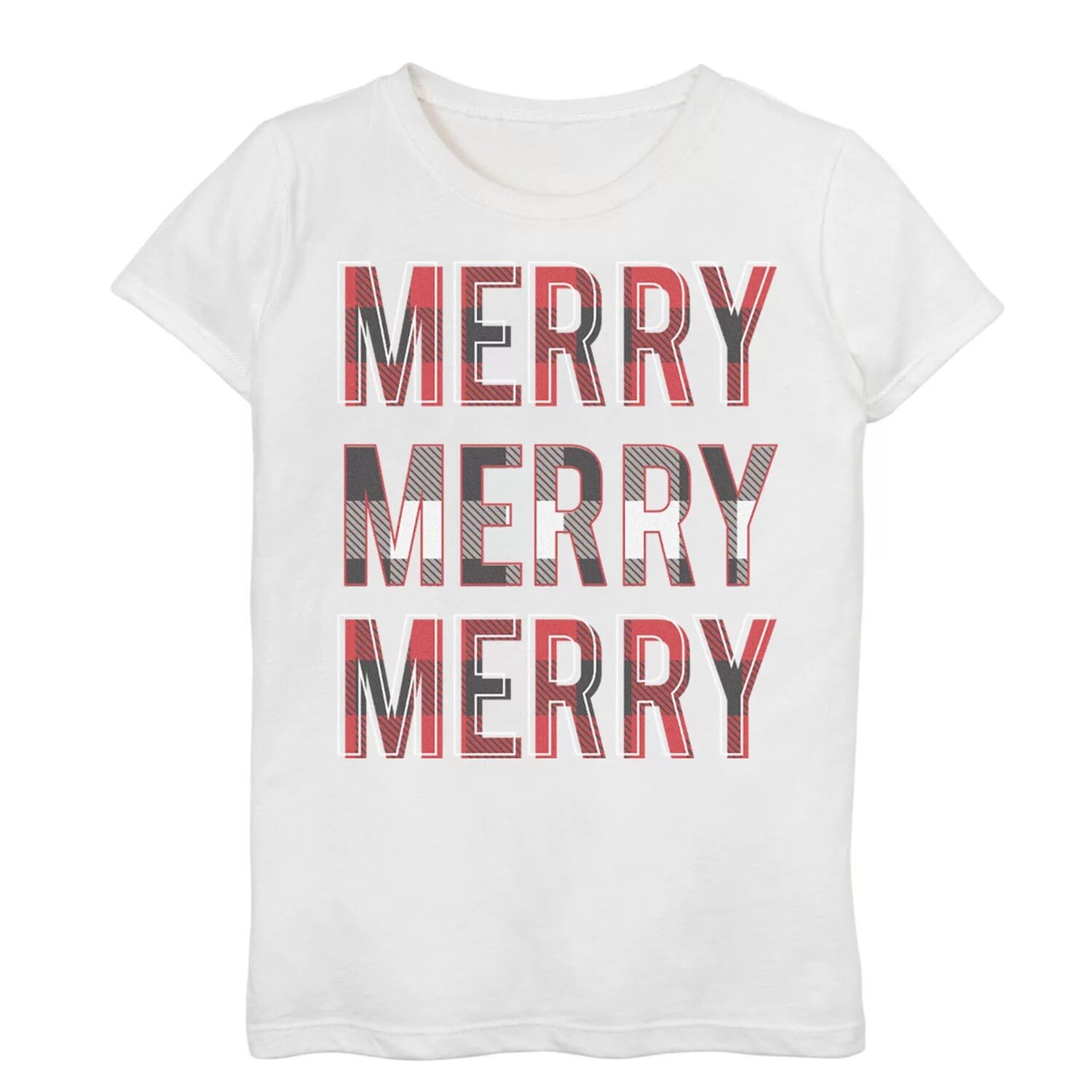 

Праздничная футболка с рисунком "Merry Merry Merry" для девочек 7–16 лет Unbranded