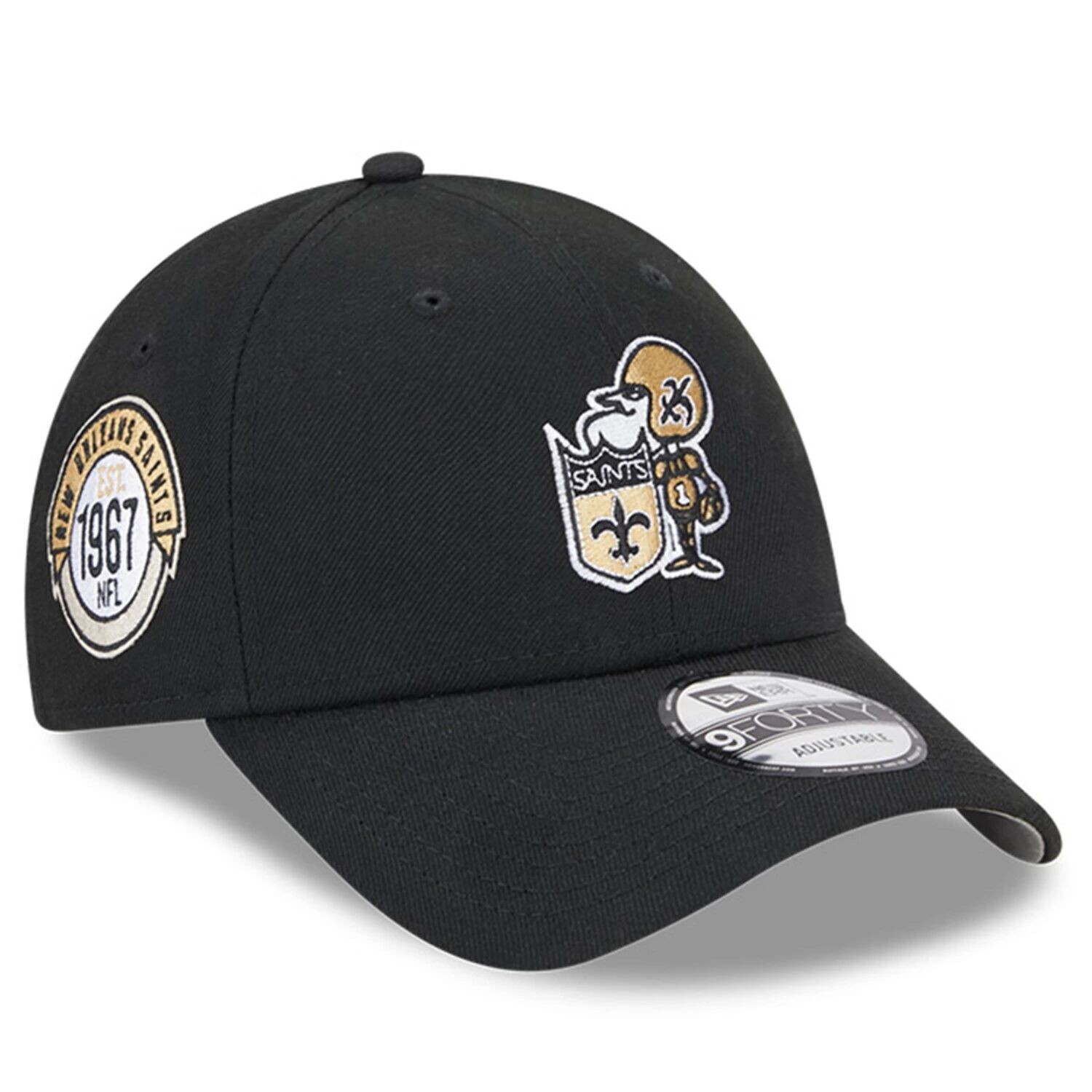 

Мужская регулируемая кепка New Era Black New Orleans Saints 2023 Sideline Historic 9FORTY