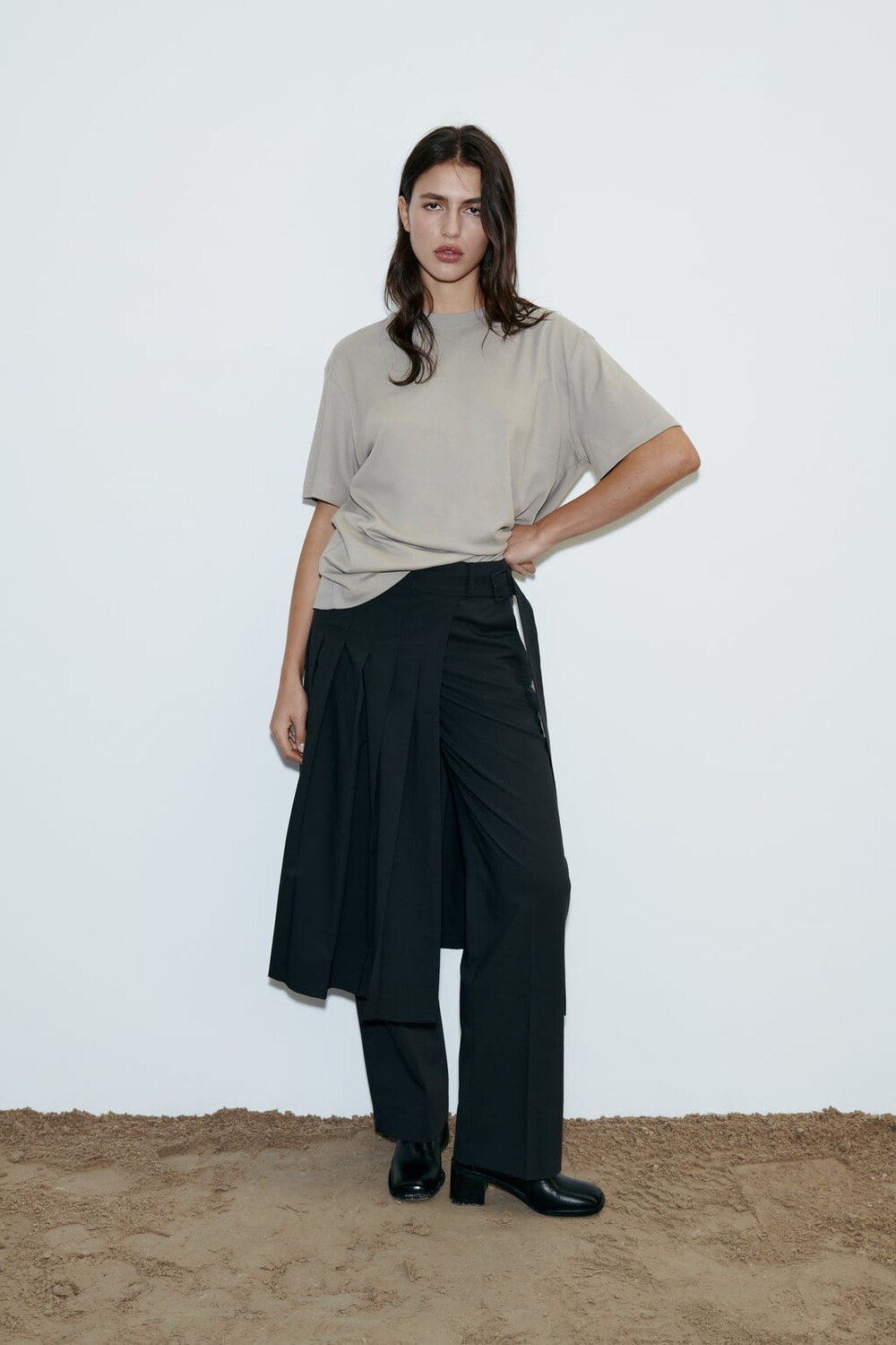

Хлопковая футболка ZARA, серый
