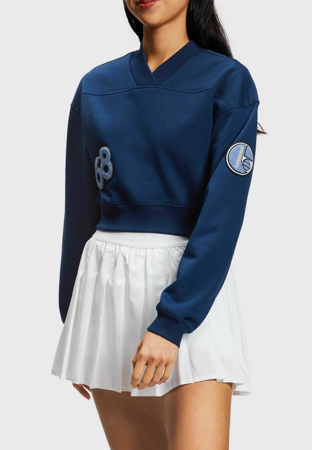 

Толстовка Esprit Cropped College Mit Patches, синий