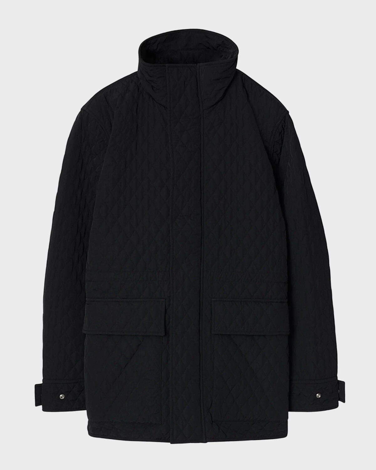 

Короткая стеганая куртка-парка с клетчатым капюшоном Burberry, черный