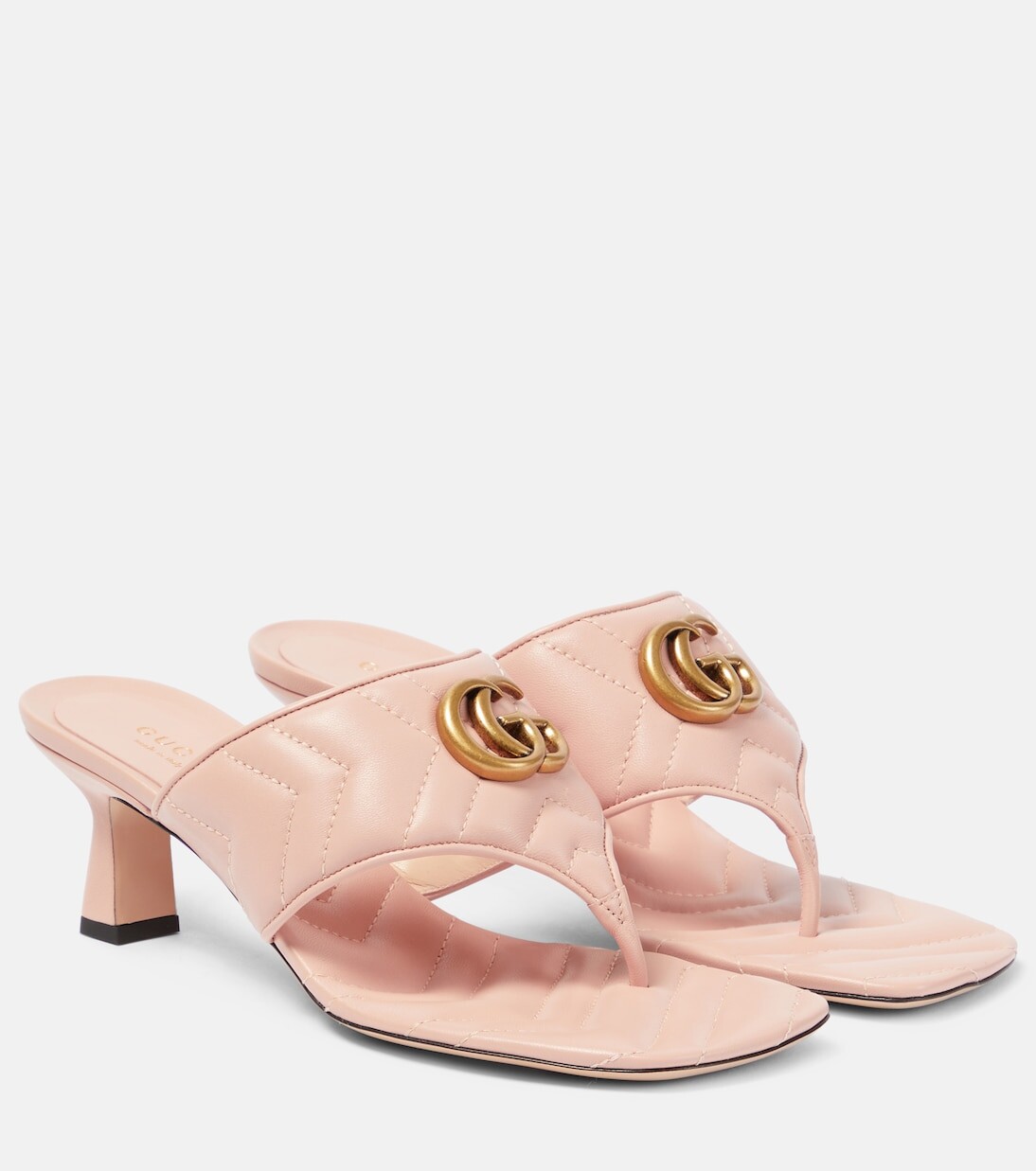 

Кожаные босоножки с ремешками gg marmont 55 Gucci, розовый