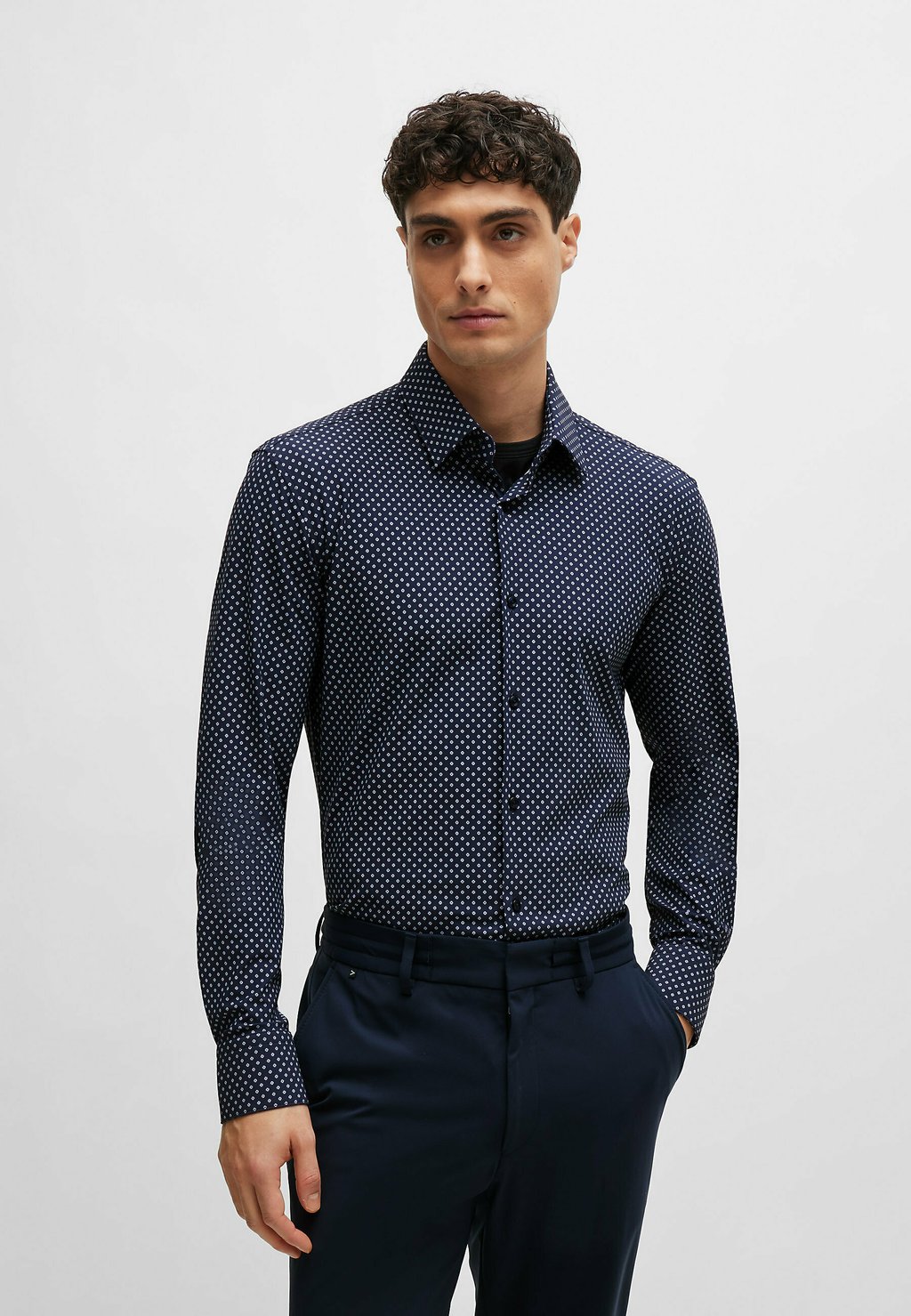 Рубашка HANK-KENT BOSS, цвет dark blue four