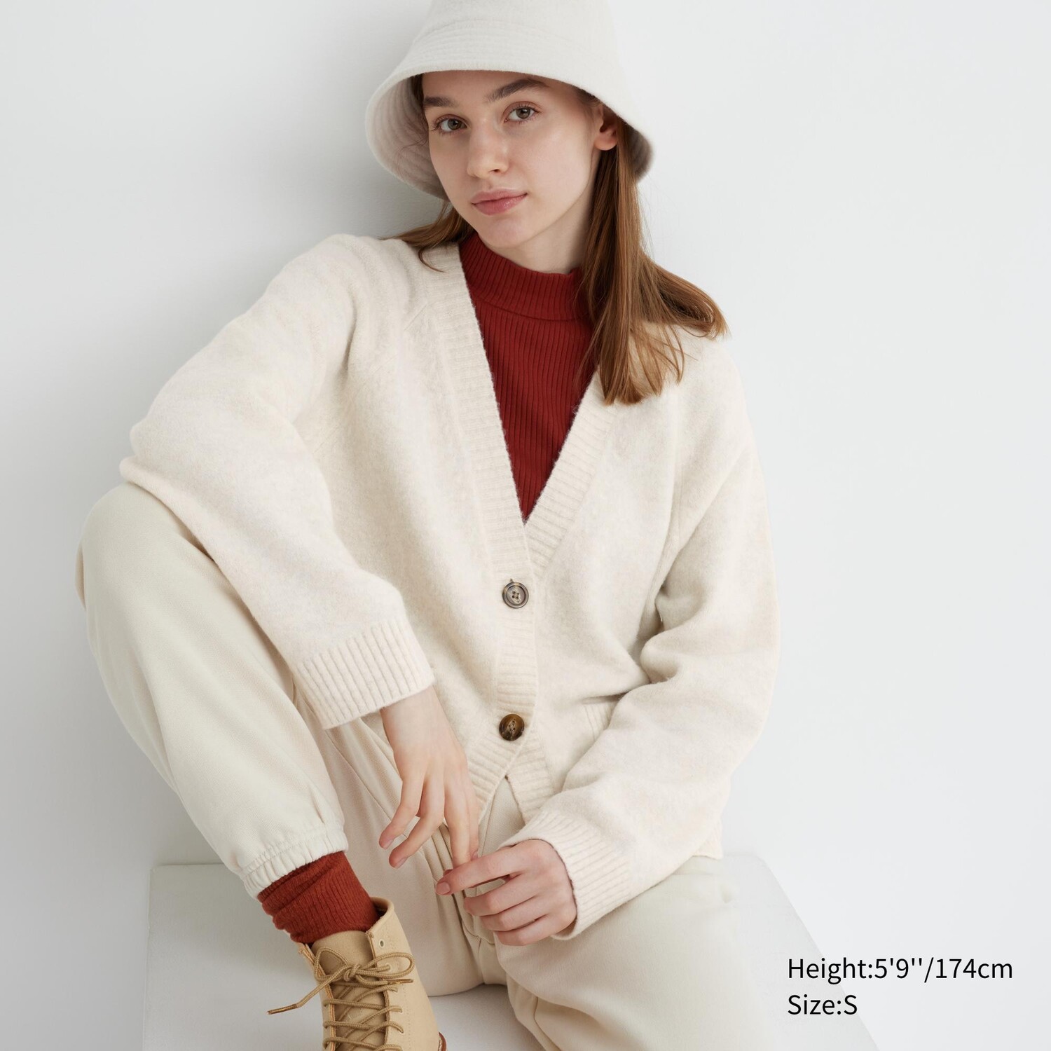 

Кардиган Uniqlo женский из пряжи суфле, молочный