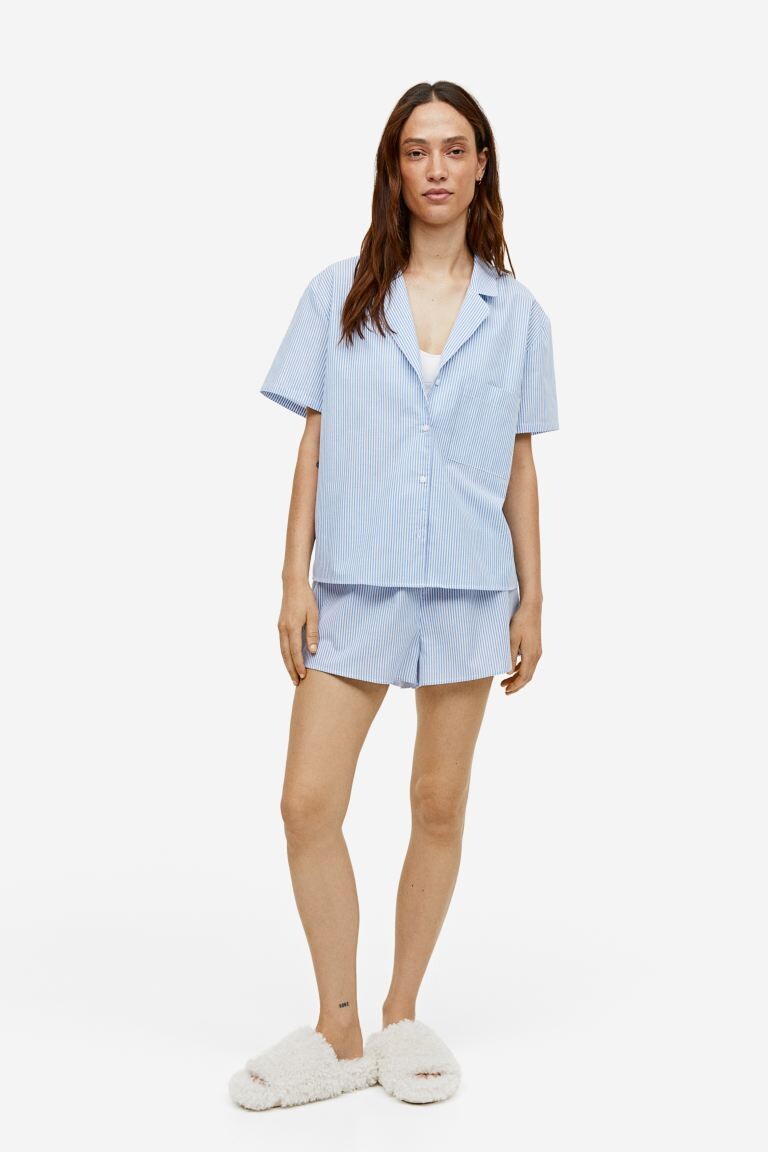 

Хлопковая пижама с рубашкой и шортами H&M