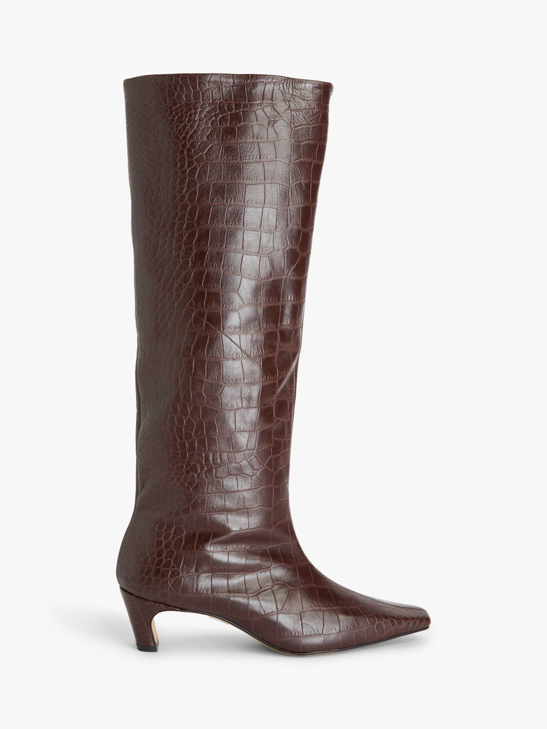 Кожаные сапоги до колена с долотообразным носком Sydnie John Lewis, шоколадный крокодил шоколадный крокодил