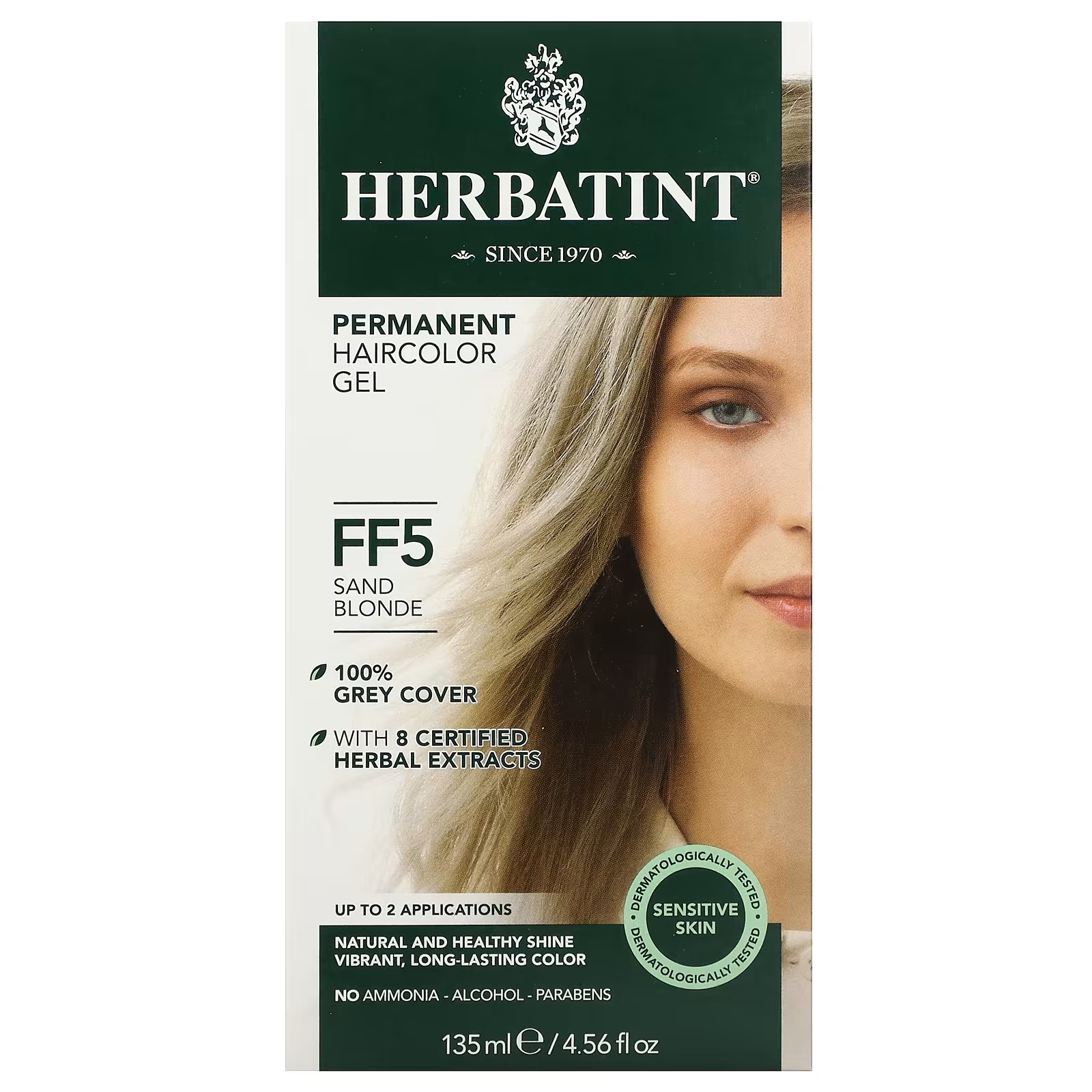 Гель-краска Herbatint Antica Herbavita Стойкая для волос FF 5 песочный блонд, 135мл фото