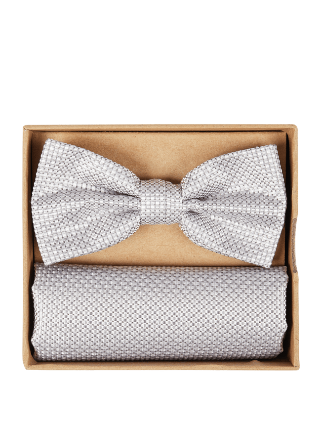 Комплект из галстука-бабочки и нагрудного платка с тканым узором Prince Bowtie, серебро комплект из галстука бабочки и нагрудного платка prince bowtie пыльно розовый