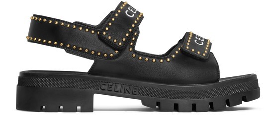 

Массивные сандалии Celine Leo из телячьей кожи с заклепками Celine, черный