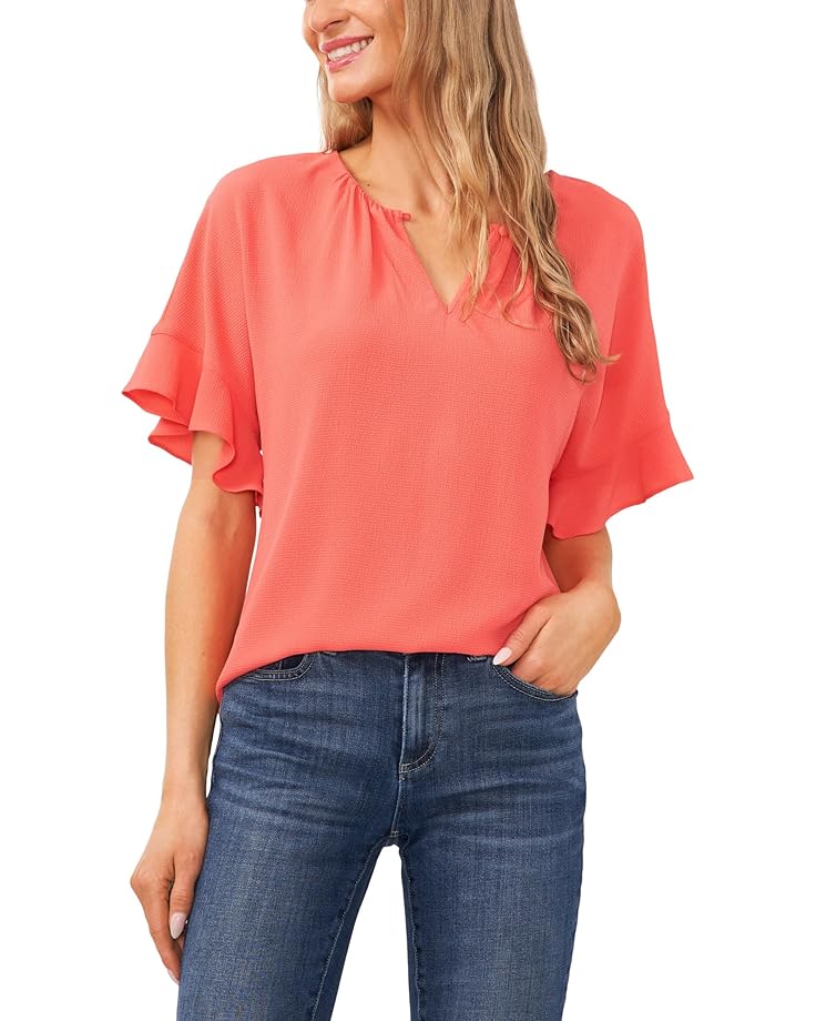 Блуза CeCe Drop Shoulder Wide Neck, цвет Calypso Coral