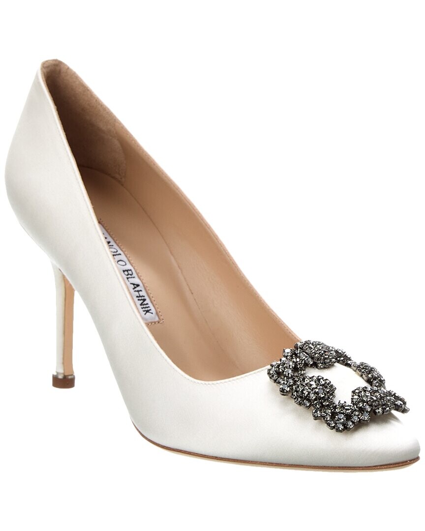 

Атласные туфли Manolo Blahnik Hangisi 90, белый