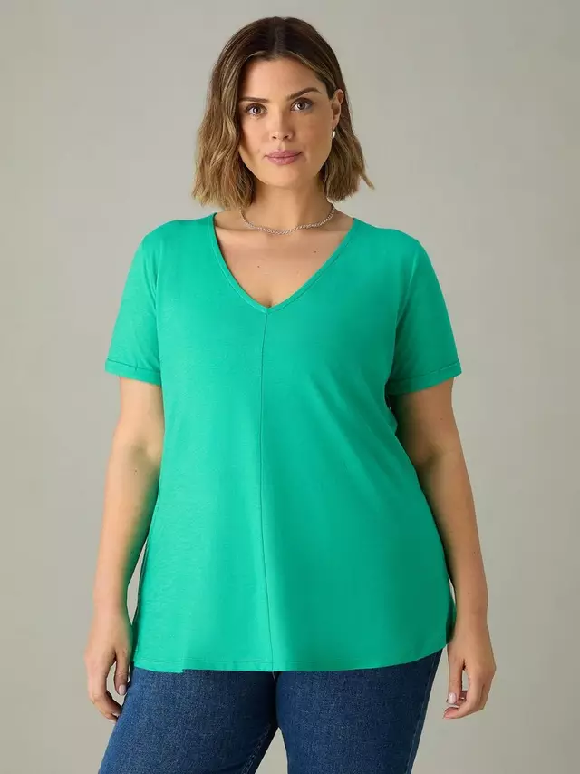 

Футболка Live Unlimited Curve Cotton Slub V-Neck, зеленый