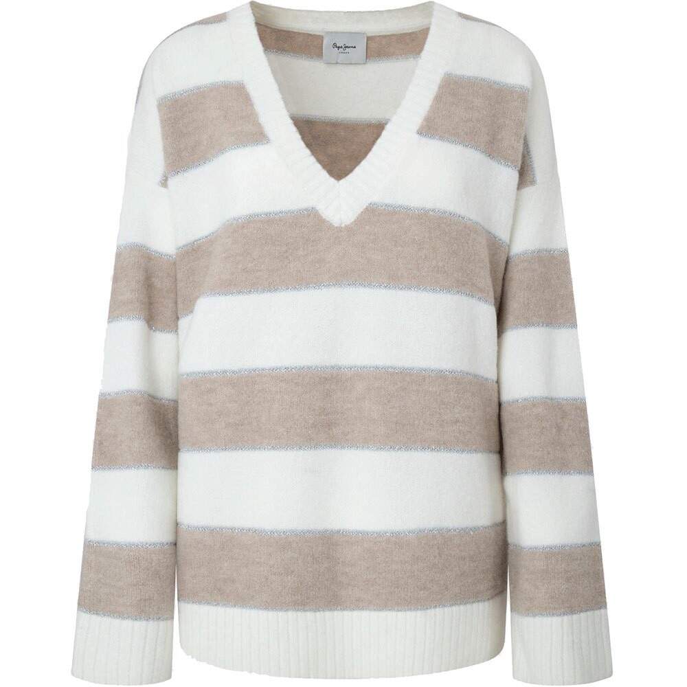 

Свитер Pepe Jeans Felice Stripe V Neck, бежевый