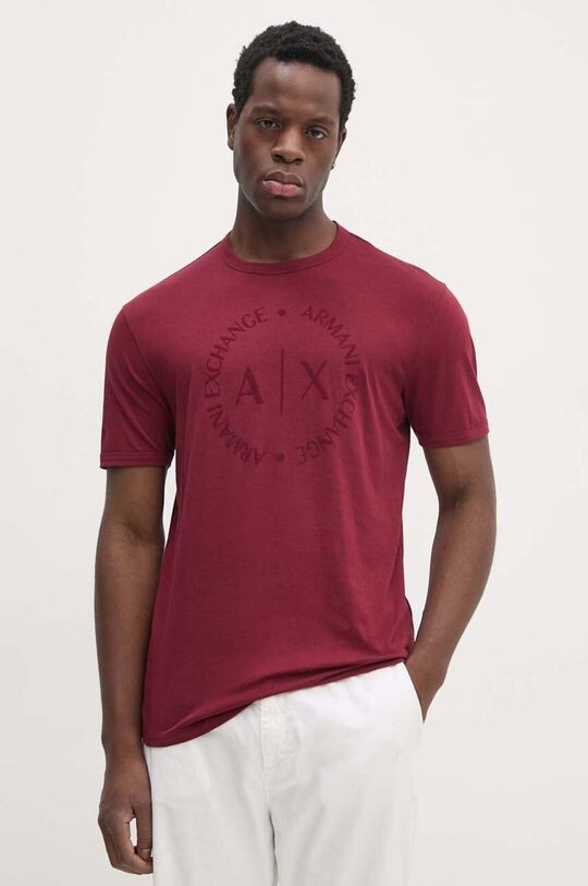 

Хлопковая футболка Armani Exchange, бордовый