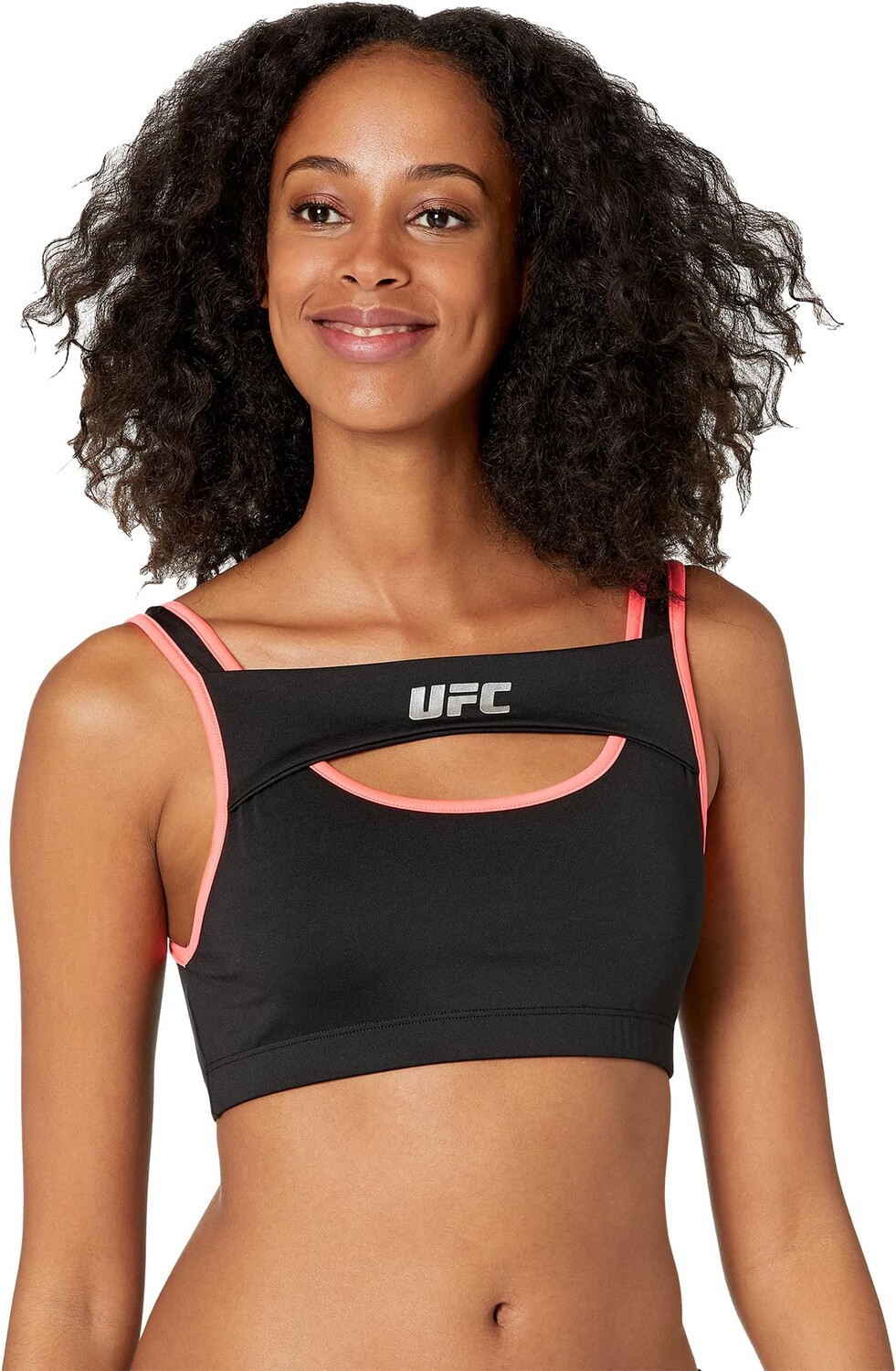 Многослойный спортивный бюстгальтер UFC, цвет Black/Diva Pink