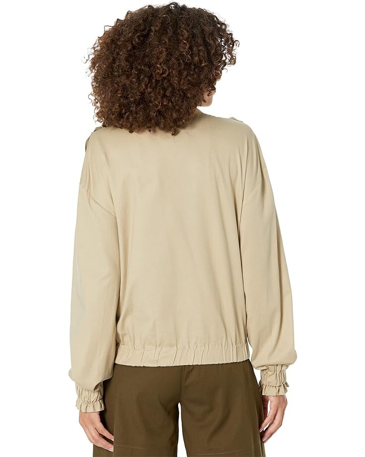 

Куртка H Halston Long Sleeve Elastic Waist Button Jacket, хаки