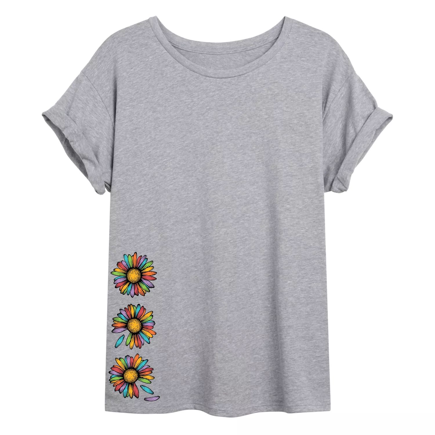 цена Детская футболка большого размера с рисунком Rainbow Daisies Licensed Character
