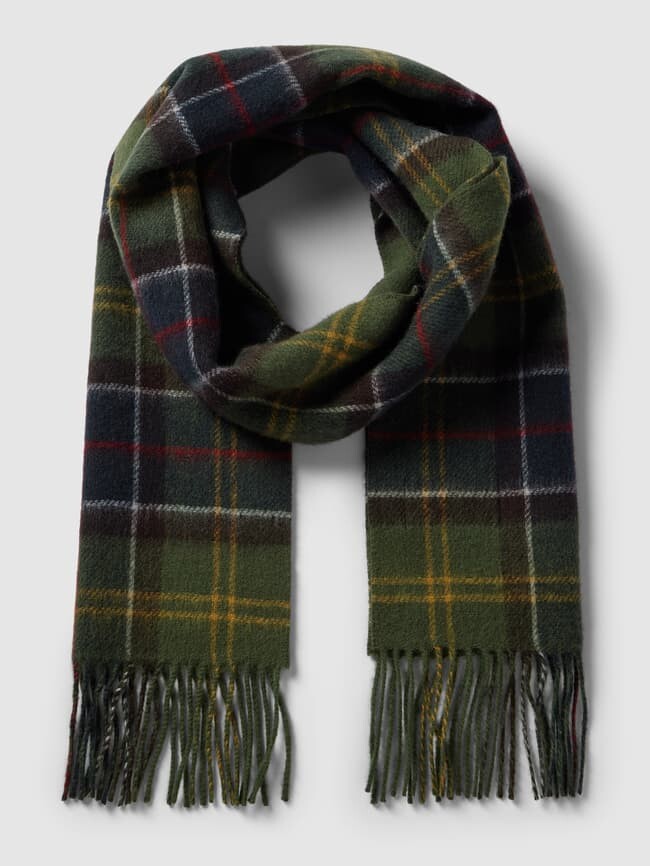 

Шарф из шерсти ланы в клетку шотландка модель "LARGS" Barbour, зеленый