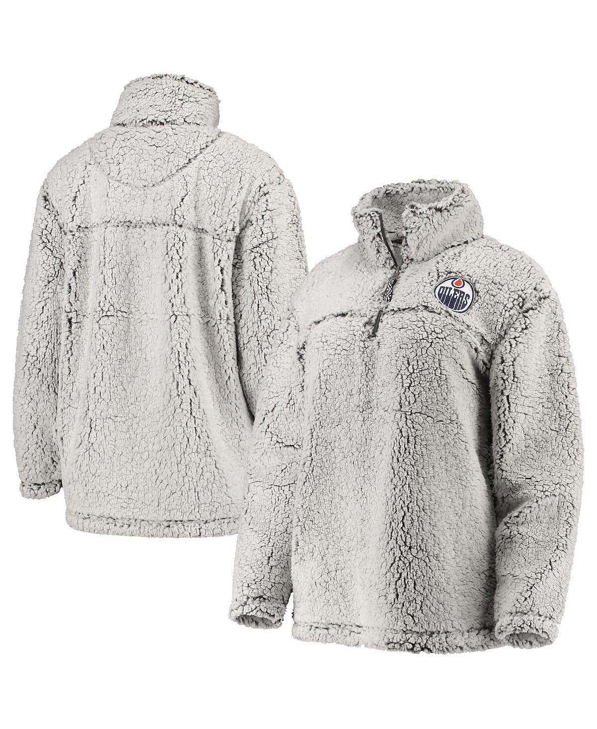 

Женский серый пуловер с молнией в четверть из шерпы Edmonton Oilers Sherpa G-III 4Her by Carl Banks, серый