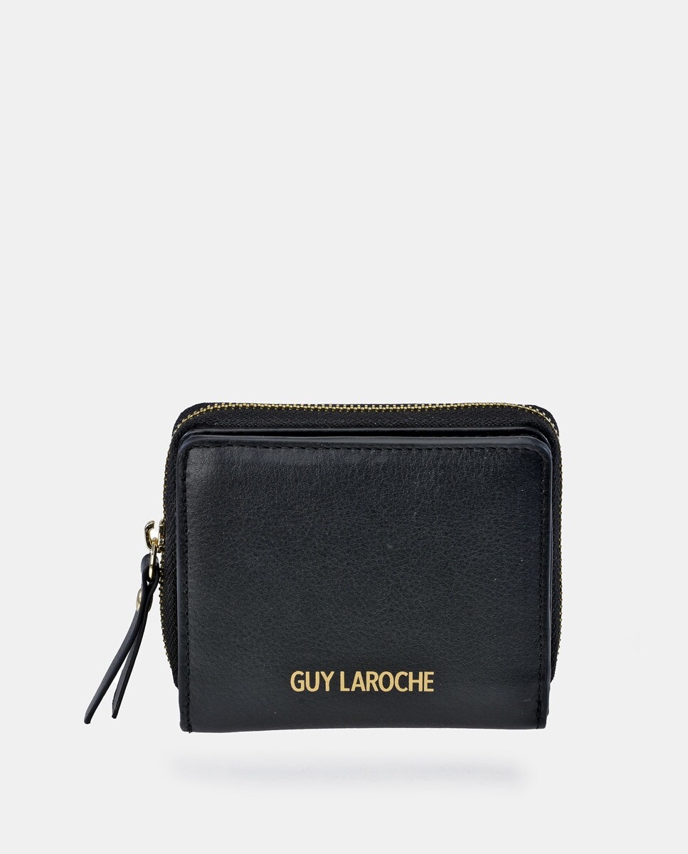 

Мини-кошелек из черной кожи на молнии Guy Laroche, черный