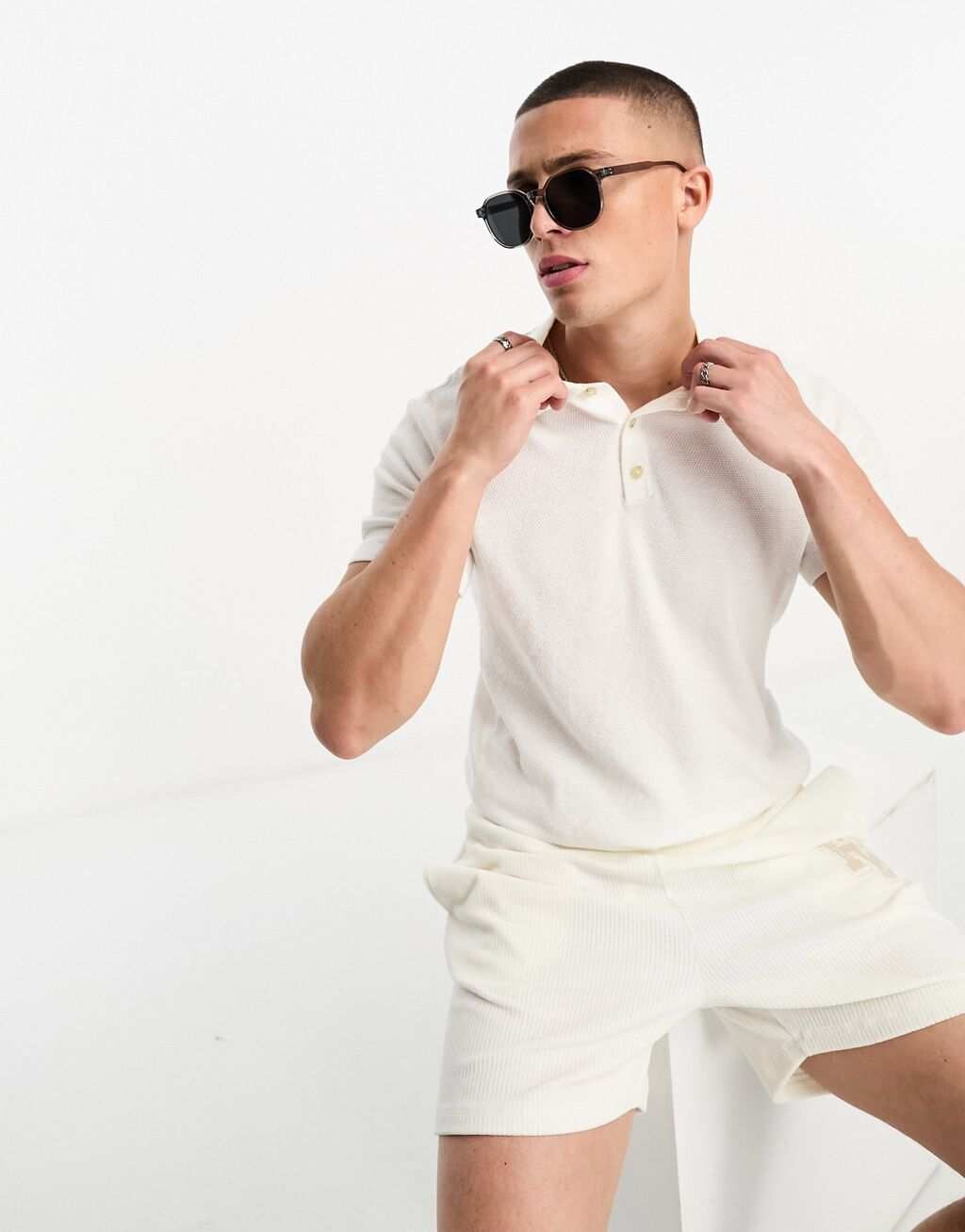 

Белая футболка-поло Jack & Jones Premium из пике, Белый