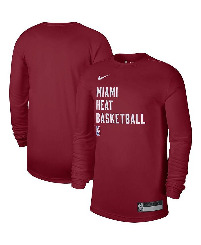

Мужская и женская красная футболка с длинным рукавом Legend Miami Heat 2023/24 для тренировок на корте Nike, красный