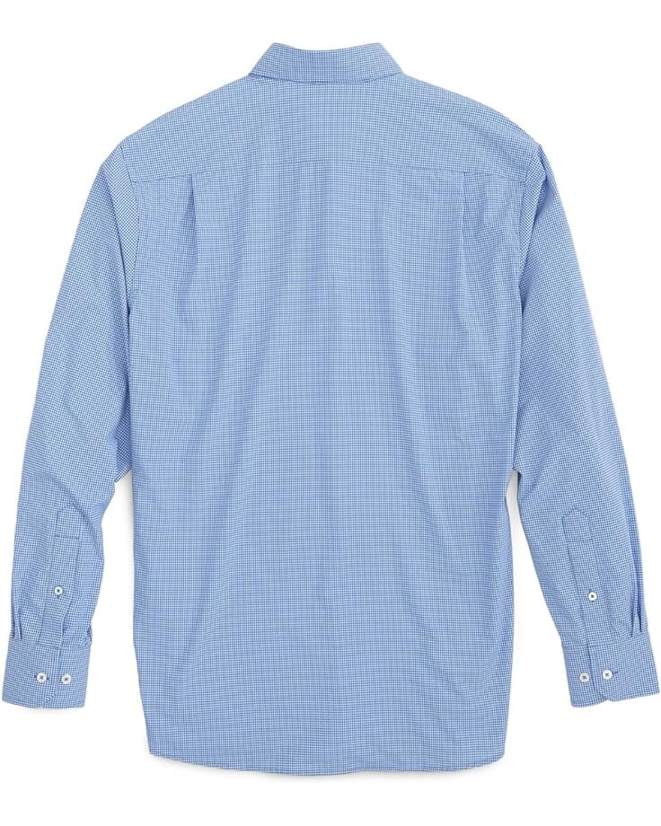 

Рубашка Southern Tide Long Sleeve Brrr IC Micro Gingham Sport Shirt, цвет Cobalt Blue