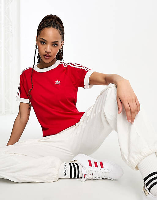 

Алая футболка с короткими рукавами adidas Originals Adicolor