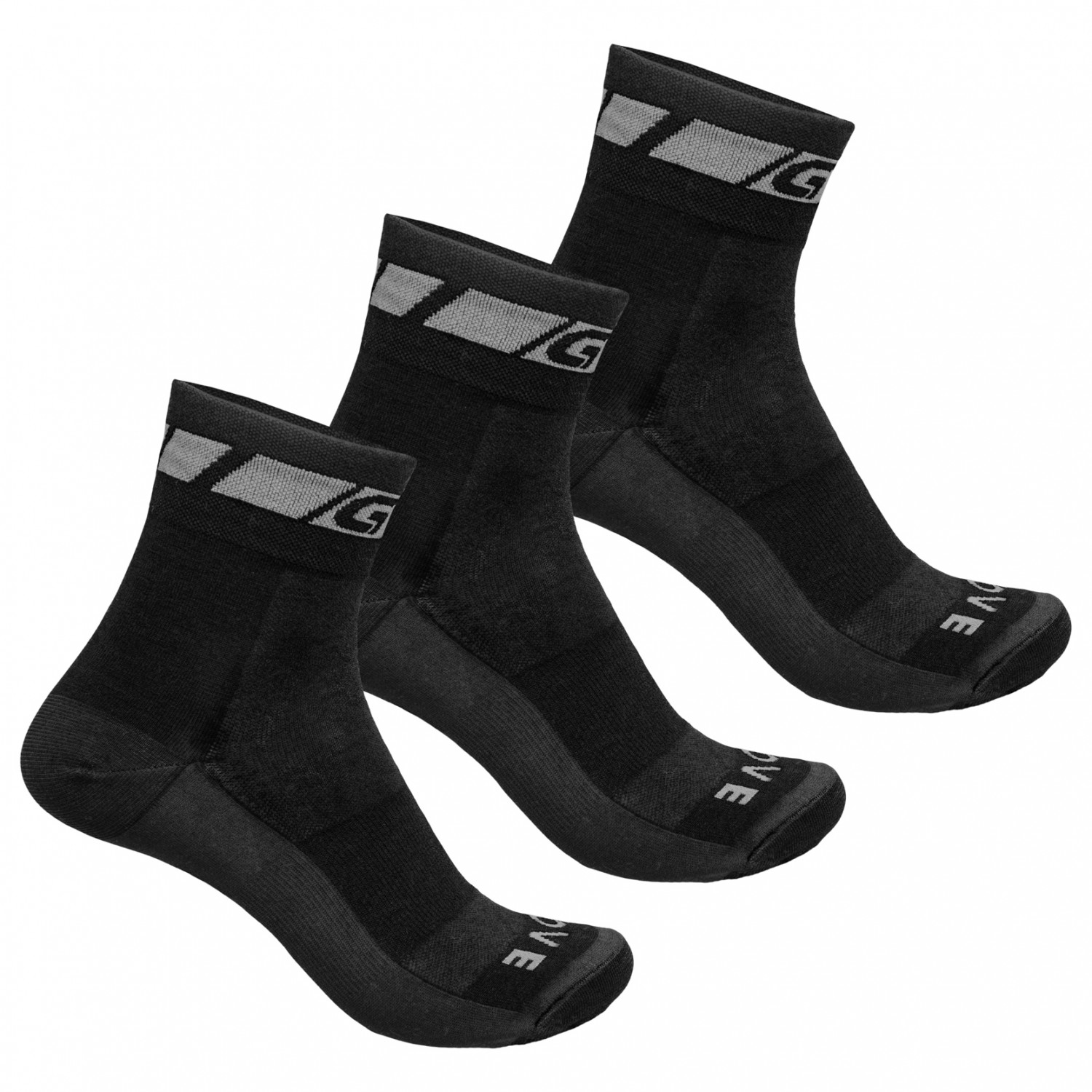 Велосипедные носки Gripgrab Merino Regular Cut 3 Pack, черный