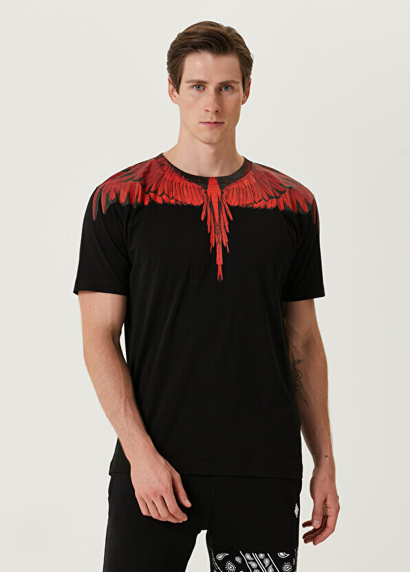 

Красно-черная футболка с принтом «крылья» Marcelo Burlon, Черный