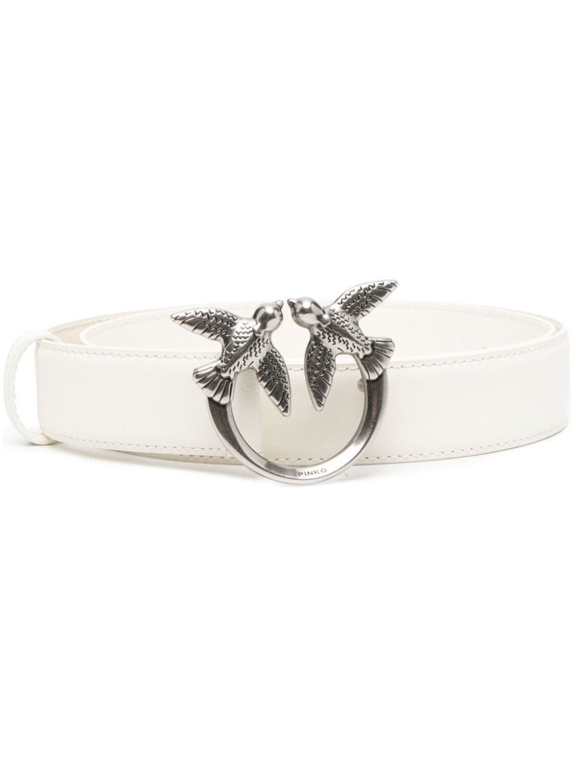 

PINKO Love Berry logo-plaque leather belt, белый