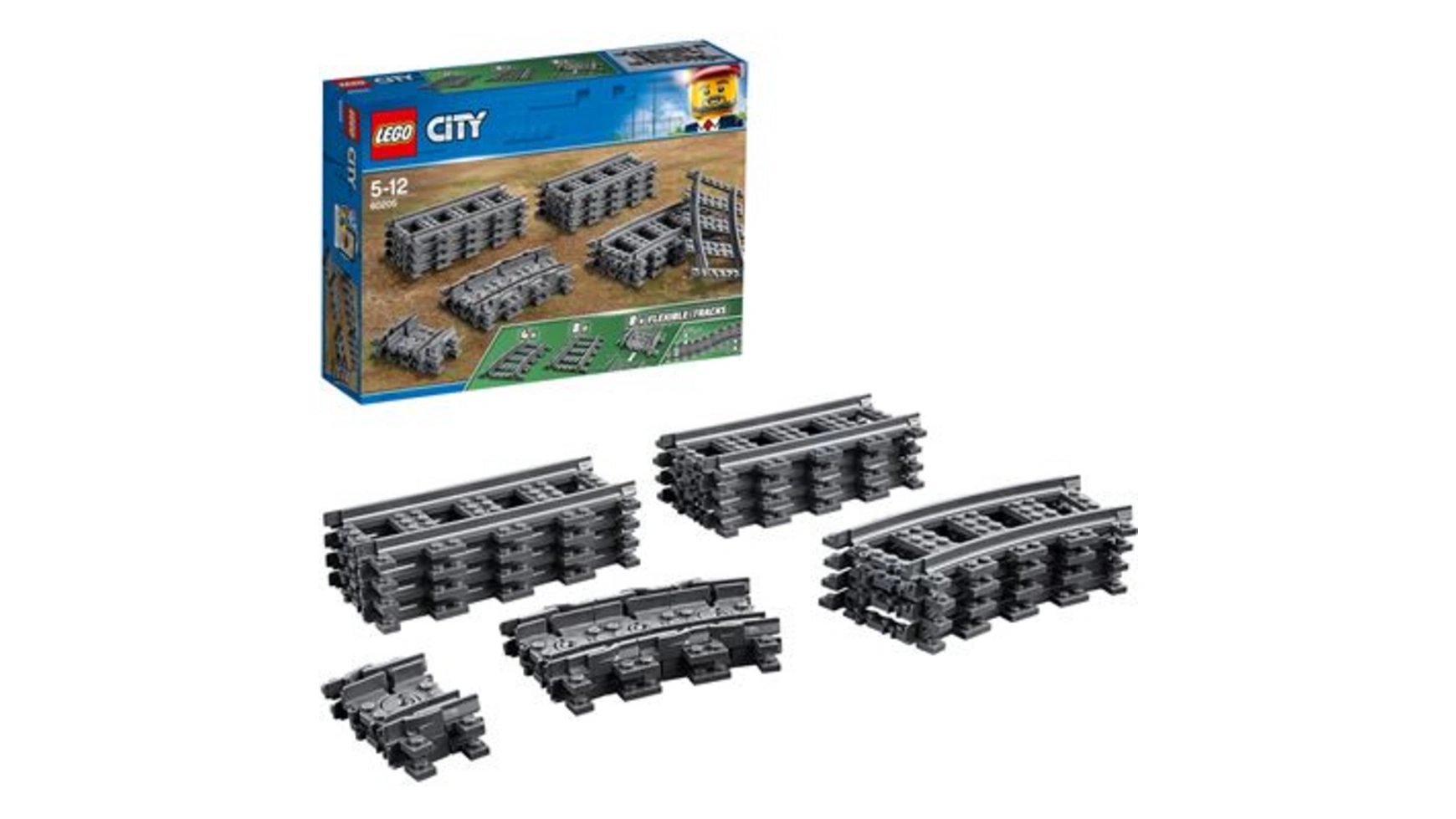 Lego City Рельсы детали lego city trains 60238 железнодорожные стрелки 8 дет