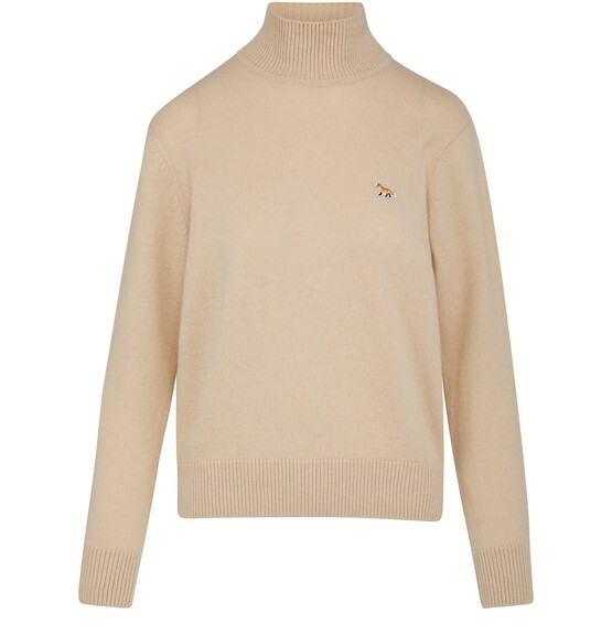 

Свитер с высоким воротником и нашивкой Baby Fox Maison Kitsune, бежевый