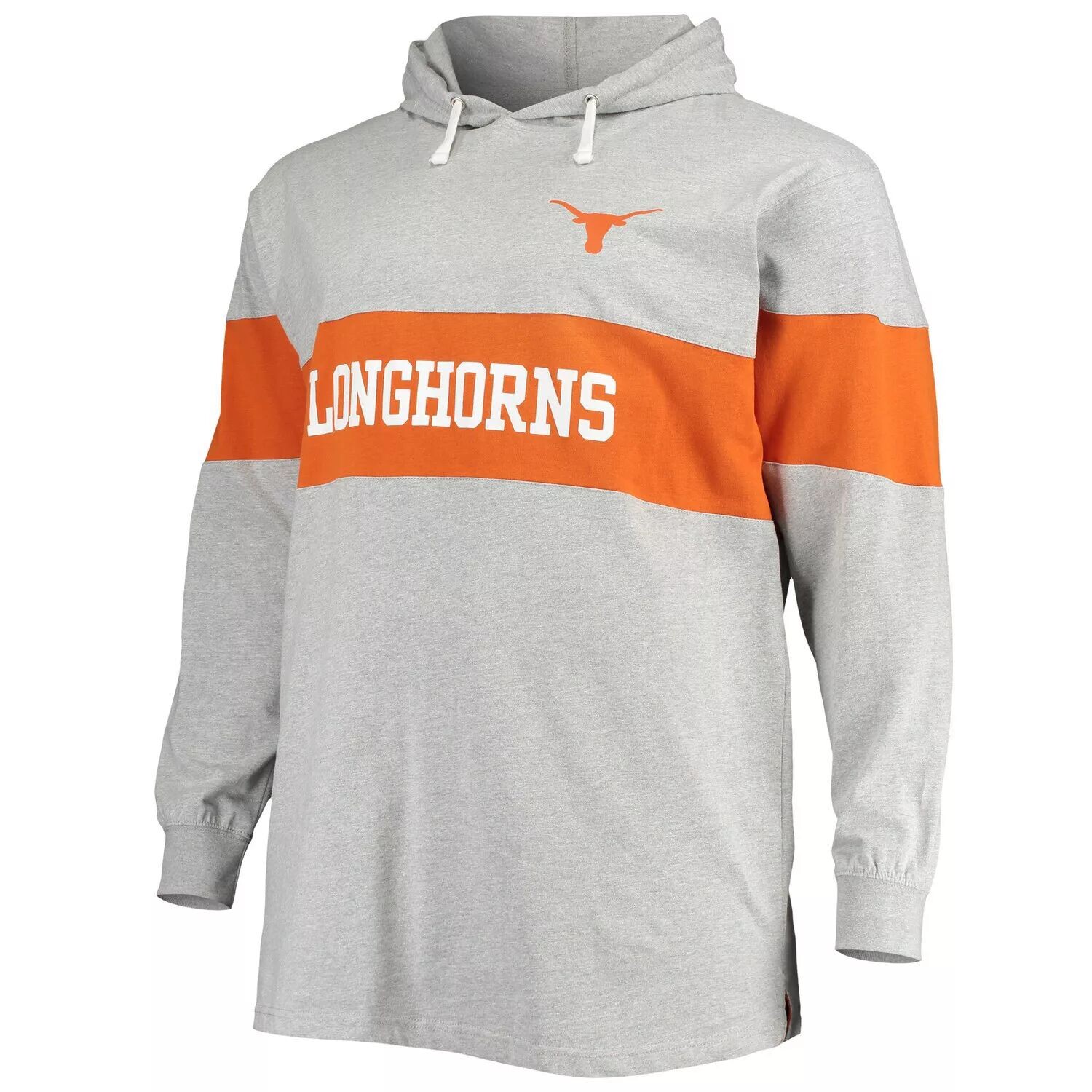 

Мужская серая футболка с капюшоном и длинными рукавами Texas Longhorns Big & Tall Color Block, Серый
