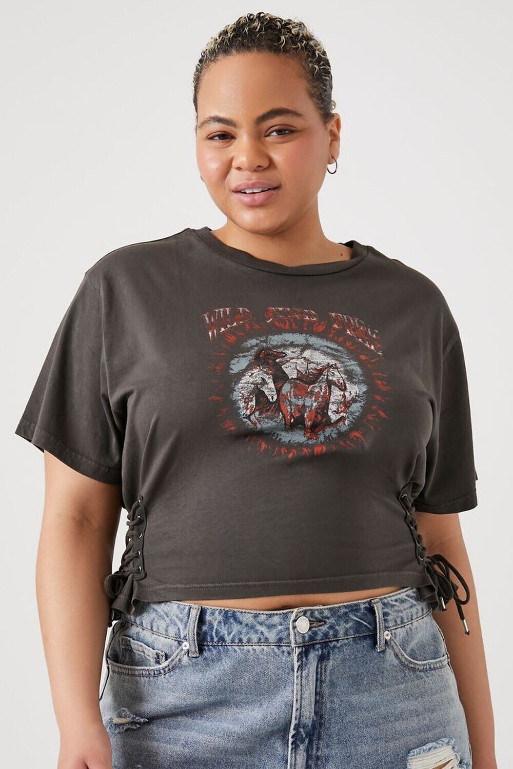 

Укороченная футболка больших размеров Wild & Free Forever 21, угольный