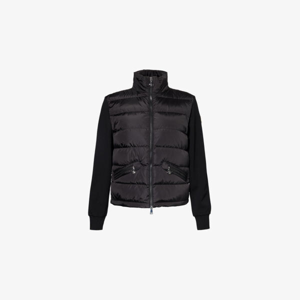 

Кардиган с высоким воротом из эластичной ткани с добавлением пуха и нашивкой-логотипом Moncler, черный